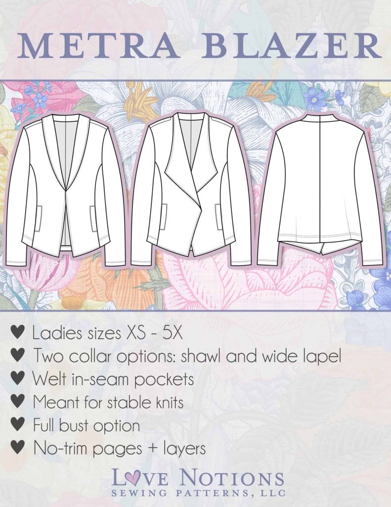 Sewing Pattern for Womens Jacket and Pants, Blazer Jacket, Flared